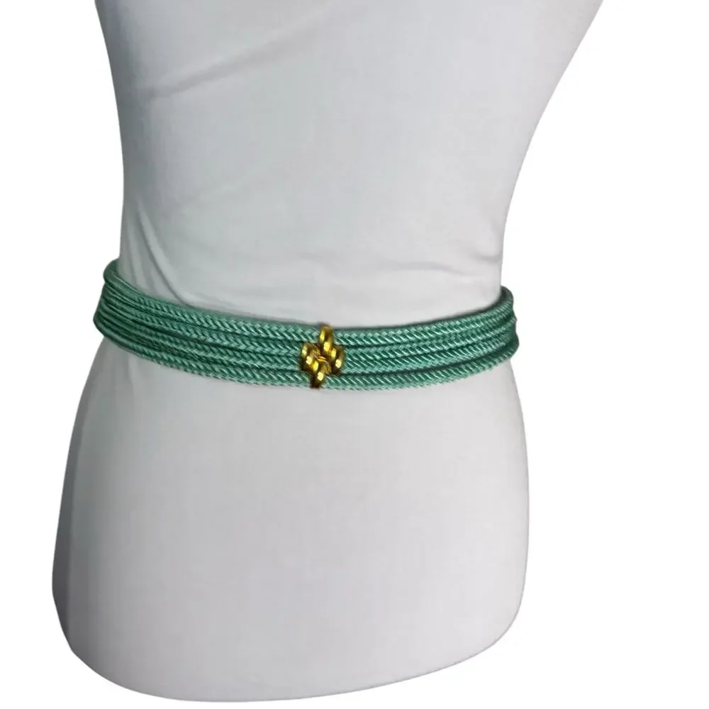 Vintage 1980s Turqoise Shell Boho Retro Statement Belt M